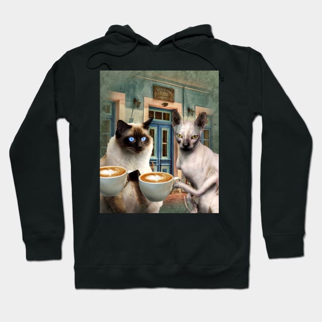 Cats Drinking Coffee Hoodie by Random Galaxy